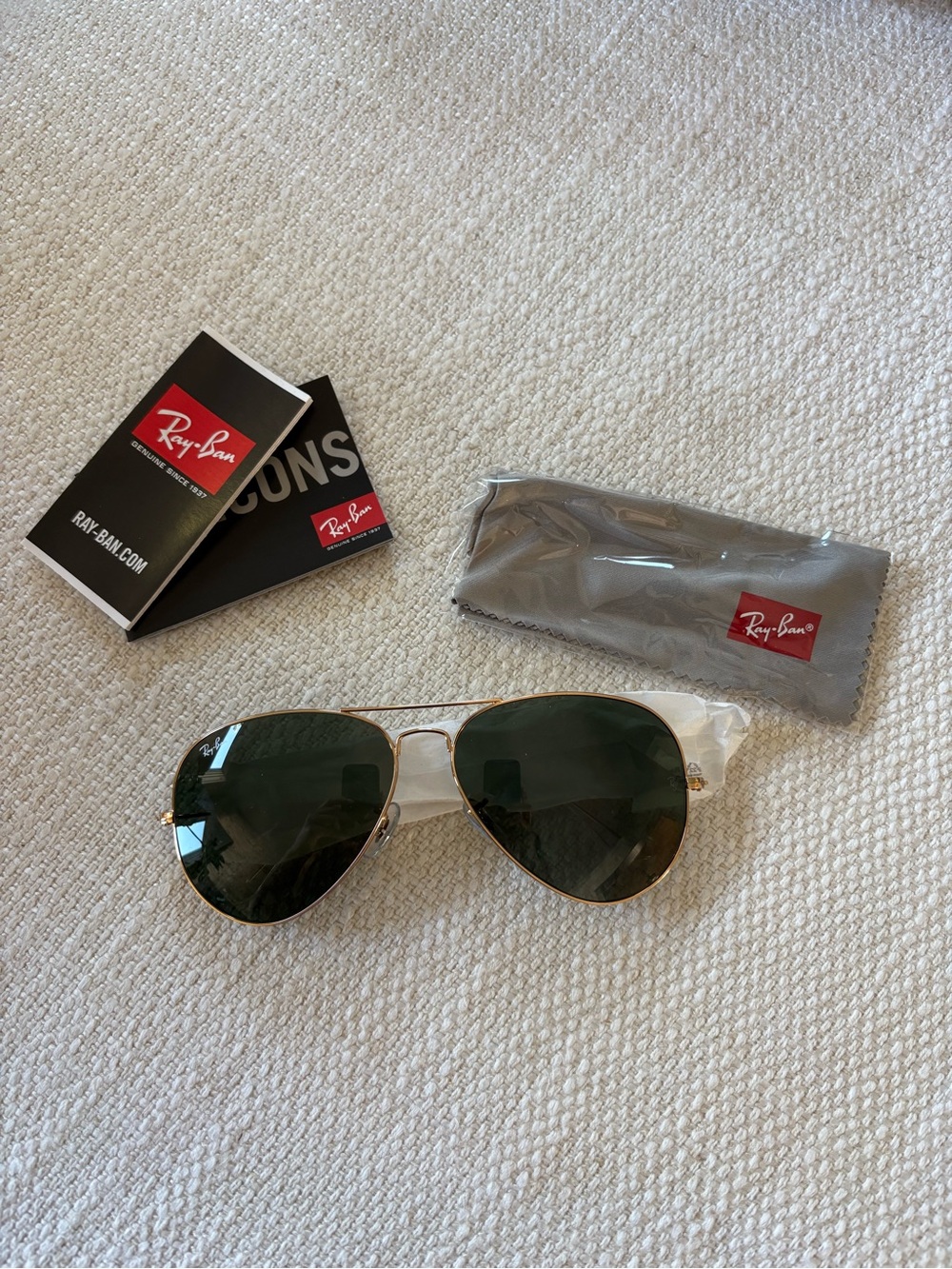 Ray-Ban Gold Frame Sunglasses with Green Lenses